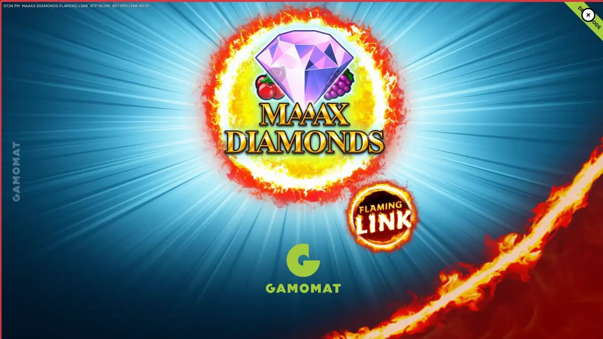 Maaax Diamonds Flaming Link slot dengan simbol buah dan berlian api